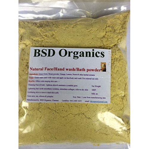 BSD Organics Natural Herbal face wash & bath scrub powder/Cara &Bano (500 Gram / 1.1 Pound)