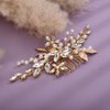 Rumtock Gold Leaf Crystal Beads Hair Comb for Wedding Brides Women Girls Hair Piece for Special Occasion Handmade Jewelry (Gold)