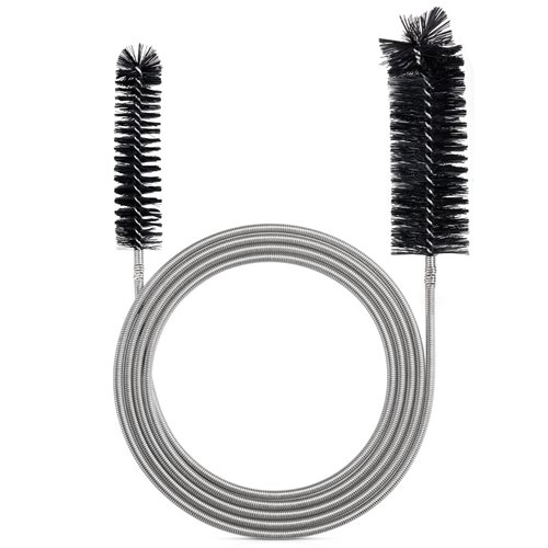 RayTour Extra-Thick Drain Brush with Stronger Spring - 67-Inch Flexible Pipe Cleaning Tool - Dual Bristle Heads - Ideal for Curved Pipes and Slim Holes – Black