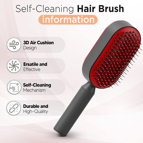 Self Cleaning Hair Brush-New 3D Air Cushion Brush for Detangling-Scalp Massager-Hair Brush with Nylon Bristles for All Hair-Easy Clean Hair Brush for Women&Men