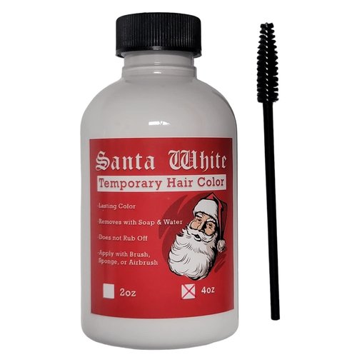 Santa White Temporary Hair Color Liquid with Brush - Sweat Proof Instant Christmas Santa Claus Hair and Beard Color Long Lasting Opaque Vibrant Washes with Soap and Water (4 oz)