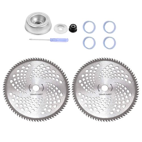 AR-PRO 2-Set 10" x 80T Carbide Tip Brush Blades with The Universal Adapter Kit – for Cutter, Trimmer, Weed Eater | Made from Premium Stainless Steel to Last Long | Cuts Like Butter