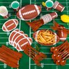ADXCO 145 Pieces Football Themed Party Supplies Football Paper Plates Cups Napkins Spoons Forks Knives Tablecloth Football Party Tableware for Game Day Party Decorations, Serves 24 Guests