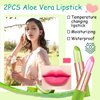XMXueMei 2PCS Aloe Vera Lipstick,Magic Color Changing Lipstick for Women,Moisturizing Tinted Lip Balm,Waterproof Long Lasting Color Change PH Mood Jelly Lipsticks Lip Blam Gloss Stain Makeup Set