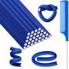 30 Pieces Flexible Curling Rods Twist Foam Hair Rollers Soft Foam No Heat Hair Rods Rollers and 1 Steel Pintail Comb Rat Tail Comb for Women Girls Long and Short Hair (Dark Blue, 7 x 0.3 Inch)