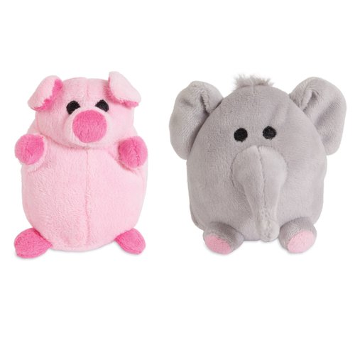 ZOOBILEE 32023 Mini Elephant &amp; Pig Dog Toy (2 Pack)