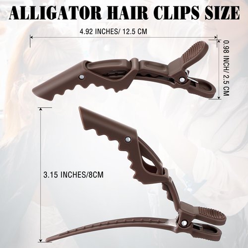 Havawish 12 Pcs Alligator Clips for Hair Styling Matte Alligator Hair Clips Crocodile Clips Hair Sectioning Clips for Women Hair Styling(Brown)