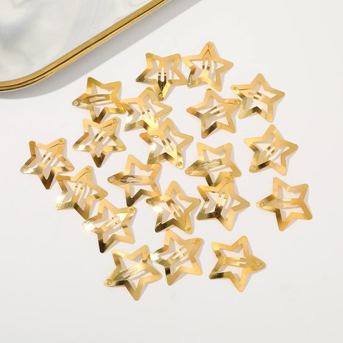 Bqmte Star Hair Clips, 1.61''Snap Hair Barrettes Non-Slip Silver Metal Hair Accessories Hairpins for Women Girls hair Styling (Gold 20pcs star clips)
