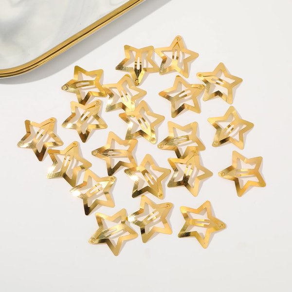 Bqmte Star Hair Clips, 1.61''Snap Hair Barrettes Non-Slip Silver Metal Hair Accessories Hairpins for Women Girls hair Styling (Gold 20pcs star clips)