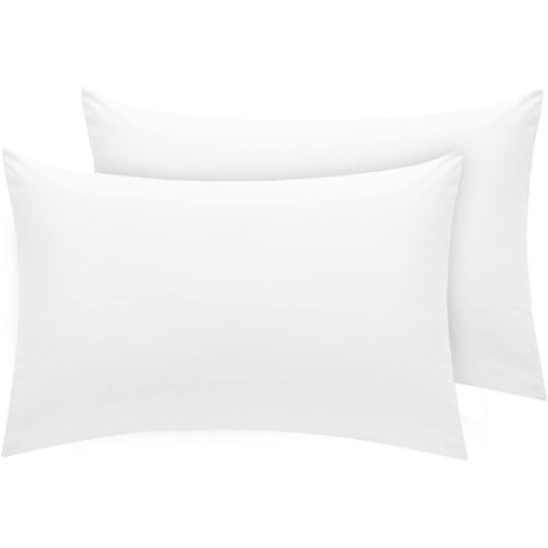 Youth Pillowcase 16" x 22" Size Pack of 2 Pieces Kids Travel Pillow Cover Envelope Closure 500 Thread Count 100% Egyptian Cotton & Hypoallergenic Fits Pillows Sized 12x16, 13x18 or 14x19 White
