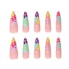 BAOYAALIN Stiletto Press on Nails Long Almond Fake Nails with Colorful Flower Design Acrylic Glue on Nails for Women Girls Full Cover Artificial False Stick on Nail for Daily Wear Wedding 24Pcs