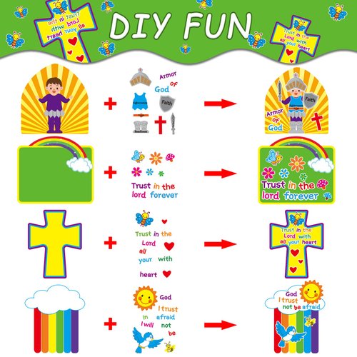 Chiazllta 24 Pcs Armor of God DIY Craft Kit Religious Sunday School VBS Easter Christian Craft Kits for Kids,Bible Sticker Hanging Ornament School Supplies for Preschool Classroom DIY Activities