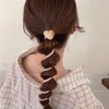4 Pcs Heart Spiral Hair Ties, Heart Design Ponytail Elastic Hair Bands Rubber Ties Bundle Scrunchies Telephone Wire Ponytail Holders Hair Accessories for Women