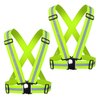 Reflective Vest 2 Pack, High Visibility Reflective Running Gear Safety Vest Straps for Men Women Kids for Night Running Walking Cycling (Green)