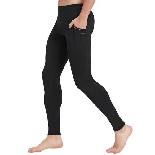 Willit Men's Active Yoga Leggings Pants Running Dance Tights with Pockets Cycling Workout Pants Quick Dry Black M
