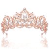 Exacoo Rose Gold Tiara Wedding Tiaras and Crowns for Women Rhinestone Queen Tiara for Women Princess Crown Birthday Tiara Headbands for Wedding Prom Bridal Party Halloween Costume Christmas