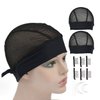 YTBYT 2 Pcs Headband Wig Caps Adjustable Big Hole Mesh Wig Grip Cap Ice Silk Material for Making Headband Wigs (Big Hole Caps)