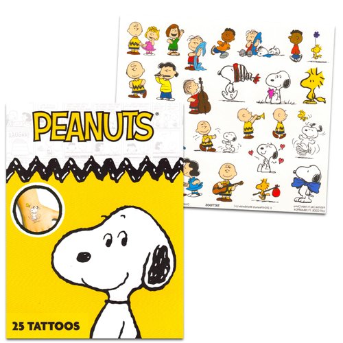 Peanuts Temporary Tattoos for Kids and Adults - 75 Charlie Brown Tattoos For Party Favors Goodie Bags and More (Snoopy Party Supplies Bundle)