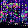 122feet UV Neon Streamers Glow Garland Hanging Paper Glow in the Dark Glow Party Supplies and Decorations Blacklight Reactive Fluorescent Black Light Party Kit Neon Party Supplies for Birthday Wedding
