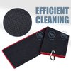 Mile High Life Golf Towel | Tri-fold Golf Towel w Carabiner Clip | Microfiber Waffle Pattern Golf Towels | Golf Accessories for Men (2 Pack Black/Red)