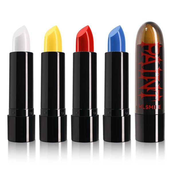 MLSMILE 4 Colors Face Paint Kit Sticks,Cream Sporting Face Paint for Baseball Football Softball, Professional Halloween Body Paint, SFX Makeup, Safe Facepaint&Lip Smacking White Foundation Makeup