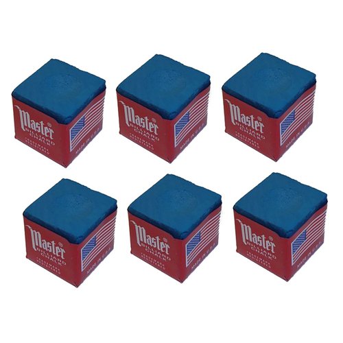 Master Set of 6 Blue Billiard Pool Cue Chalk