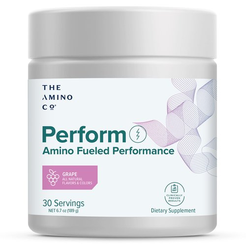 The Amino CO Perform Pre Workout Powder, Energy Supplement with Vegan Essential Amino Acids & Creatine, Preworkout Boost for Men & Women, Grape (6.7 oz)
