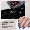 Press On Nails Short Almond, SHOWMORE Black Glitter Shimmer Acrylic Fake Nails Medium Galaxy Glue On Nails False Nails with Design Reusable Stick On Nails in 12 Sizes 24 Nail Kit with Glue (Handmade)