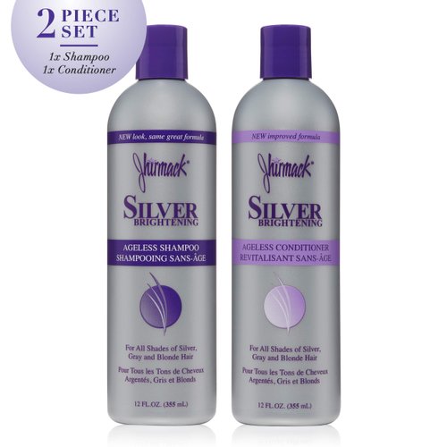 Jhirmack Silver Brightening Purple Shampoo and Conditioner Set for all types of silver, grey, and blonde hair