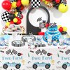 Suhelkit Race Car Two Fast Birthday Decorations Party Tablecloth - Racing Car 2nd Birthday Party Supplies Table Cover, Blue 2 Fast 2 Curious Birthday Decorations Table Cloth | 3 Pack (54in x 108in)