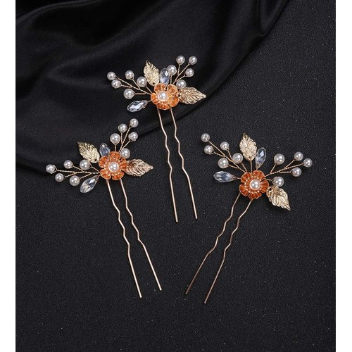 Denifery 3Pcs Wedding Hair Pins Flower Bridal Wedding Hair Accessories Hair Pieces for Brides Bri...