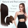 S-noilite Claw Clip Ponytail Extension Human Hair #2 Dark Brown Real Remy Human Hair Ponytail Extension 16inch Long Straight Hair Pony Tails Hair Extensions For Women 105Grams