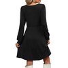 OFEEFAN Winter Little Black Knee Length Dress Maternity Sweater Dress with Pockets S