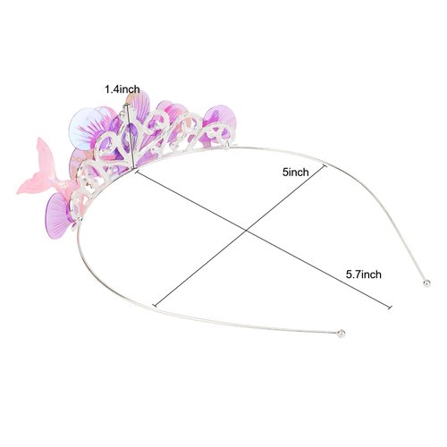 GAFATORY Purple Mermaid Headband for Women Rhinestone Adult Crown Fishtail Headbands Starfish Pearl Tiara Ocean Theme Halloween Custome Pink Purple Crown for Mermaid Party Decorations