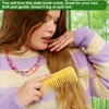 Bamboo Hair Brush and Comb Set, Wood Paddle Detangling Hairbrush Helps Hair Growth, Bamboo Wide Tooth Comb for Women Men Thick Thin Curly Dry Hair, Hairbrush Cleaner Included