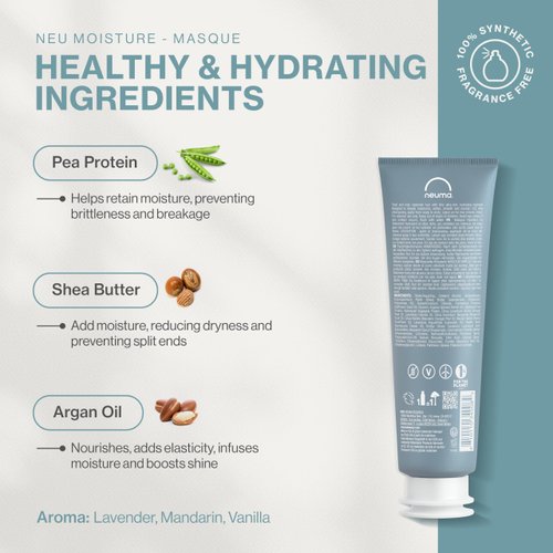 NEUMA Neu Moisture Masque 5.1 Fl. Oz. Deep Moisture Hair Mask - Hydrates, Protects, Softens, Conditions, Ideal for Dry/Chemically-Treated Hair, Lavender, Mandarin & Vanilla Scent