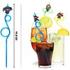 24 Ninja Drinking Crazy Straws for Kids | Ninja Themed Warrior Birthday Party Supplies Favors Decorations with 24 PVC Charm, 2 Cleaning Brushes Reusable Straw