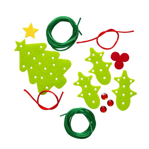 Fun Express Lacing Felt Christmas Ornament Craft Kit - Makes 12
