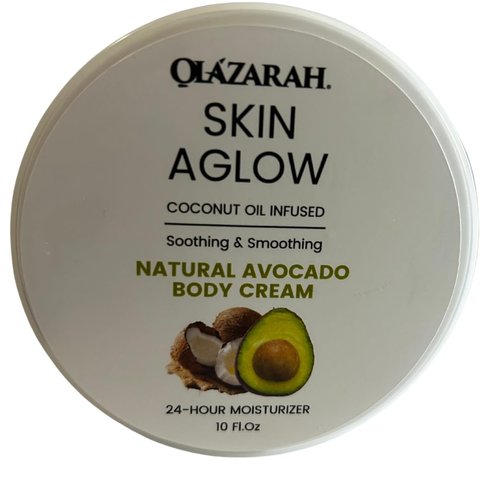 OLAZARAH Skin Aglow Hydrating Avocado &amp; Coconut Oil Infused Body Cream - Natural 24-Hour Moisturi...