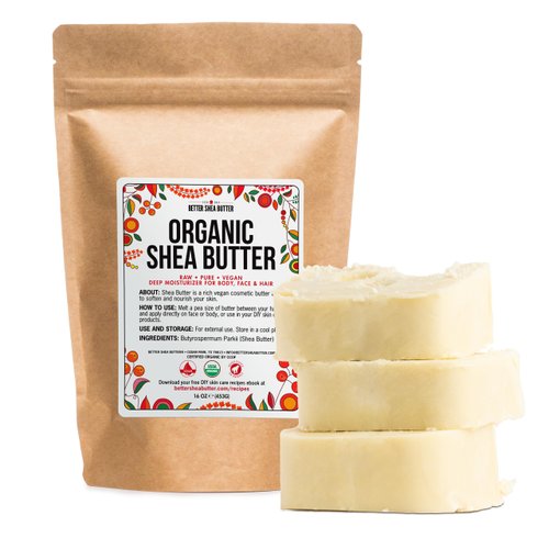 Organic Shea Butter Raw Unrefined | Pure African Shea Butter for Hair & Dry Skin | Natural Face Moisturizer | Body Butter Base for Shea Butter Lotion, DIY Lip Balm and Soap Making Supplies, 1lb Bar