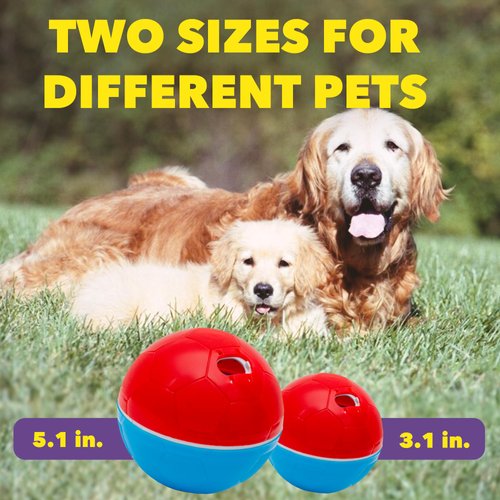 amicus - Crazy Ball Treat Dispenser - Dog Treat Ball - Interactive Treat Dispensing Dog Toy - Dog Enrichment Toys - Dog Toys to Keep Them Busy - Slow Feeder - 100g/3.5 oz - Red/Blue