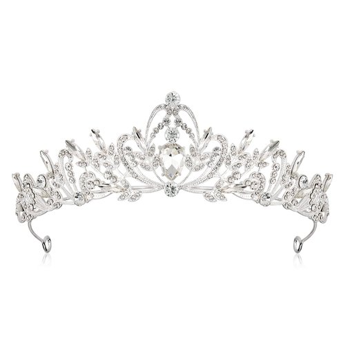 ACO-UINT Silver Crown for Women, Princess Tiara Royal Crown Crystal Wedding Tiara for Bride Queen Crown for Halloween Costume Cosplay Birthday Photo Shoot Halloween Hair Accessories