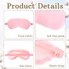 4 Pieces Plush Eye Mask Silk Furry Sleep Masks Comfortable Blindfold Eye Cover Colorful Satin Night Eyeshade Cover for Women Men Sleep Travel Nap Sleeping (Solid, Bright Colors)