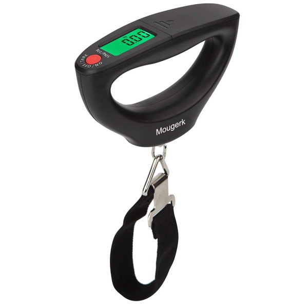 Mougerk 110lb 50kg Portable Digital Hanging Luggage Weight Scale Postal Scales, 2 AAA Batteries (Not Included) (Black)