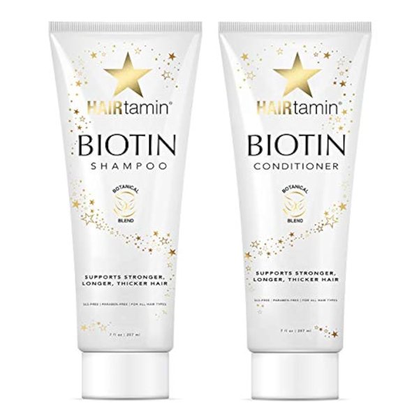 HAIRtamin Shampoo and Conditioner Set - Paraben & Sulfate Free, Volumizing & Moisturizing, Natural Biotin Shampoos and Conditioners, Gentle Moisturizer on Curly & Color Treated Hair