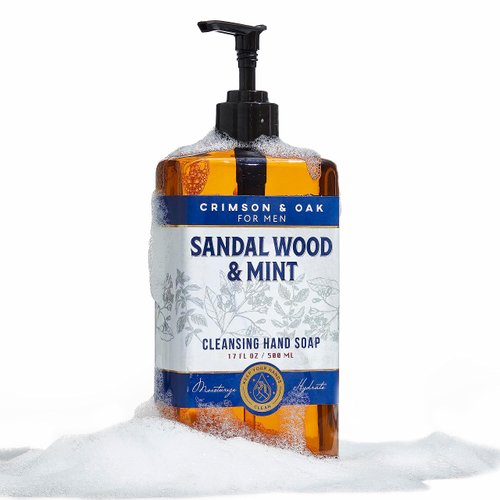 Body Prescriptions Men's Hand Soap by Crimson & Oak | Deep Cleansing Hand Soap with Pump Dispenser, Sandalwood and Mint Men's Hand Wash, Liquid Hand Soap