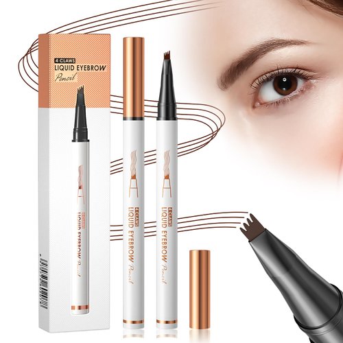 2024 New Eyebrow Tattoo Pencil, 4 Fork Tip 3D Microblading Magic Eyebrow Pencil, 3D Waterproof Microblading Eyebrow Pencil Contouring Pen, Makeup Long-Lasting Eyebrow Pencil Stay (Light Brown)