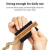 Wooden Cleaning Finger Nail Brush with Nylon Charcoal Bristles & Hanging Rope - Double-Sided Fingernail Brush for Scrubbing Fingernails and Toes (Beechwood)