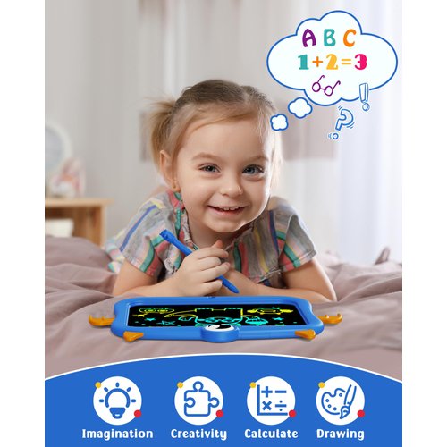 TEKFUN Toddler Toys Drawing Pad for Kids, 8.5inch Kids Travel Essentials Doodle Board, Colorful Writing Tablet for Kids, Mess Free Coloring for Toddlers Ages 3 4 5 6 7 8 Boys - Blue