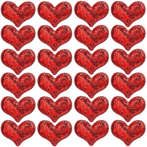 24 Pieces Valentine's Day Heart Hair Clips Heart Glitter Sequin Heart Hairpins for Girls Birthday Party Wedding Themed Party Hair Accessories (Red)